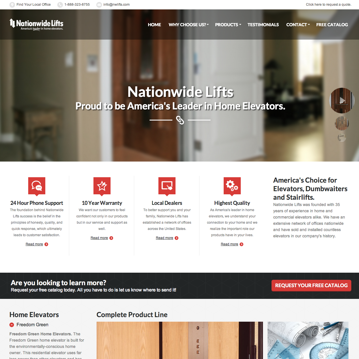 Nationwide Lifts Website Design Screenshot